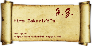 Hirs Zakariás névjegykártya